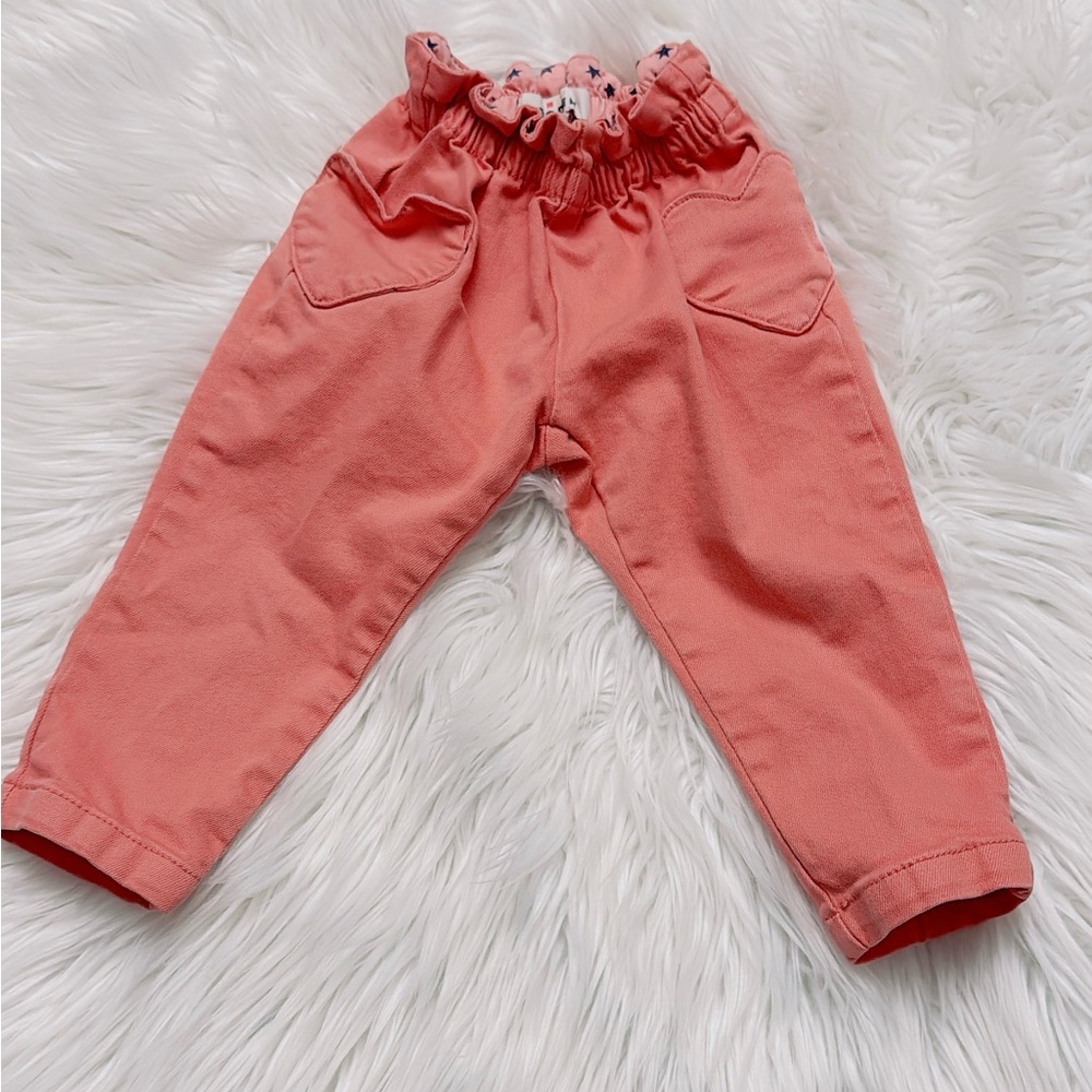 Mini Boden Baby Girl Coral Ruffle Waist Pants | 18–24 Months